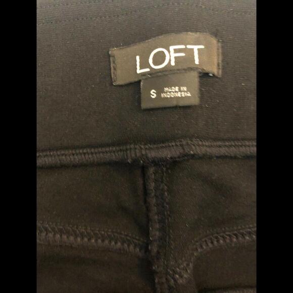 LOFT BLACK PONTE PANTS TROUSERS STRETCH SKINNY ELASTIC WAIST CROP ANKLE Small - Picture 5 of 6